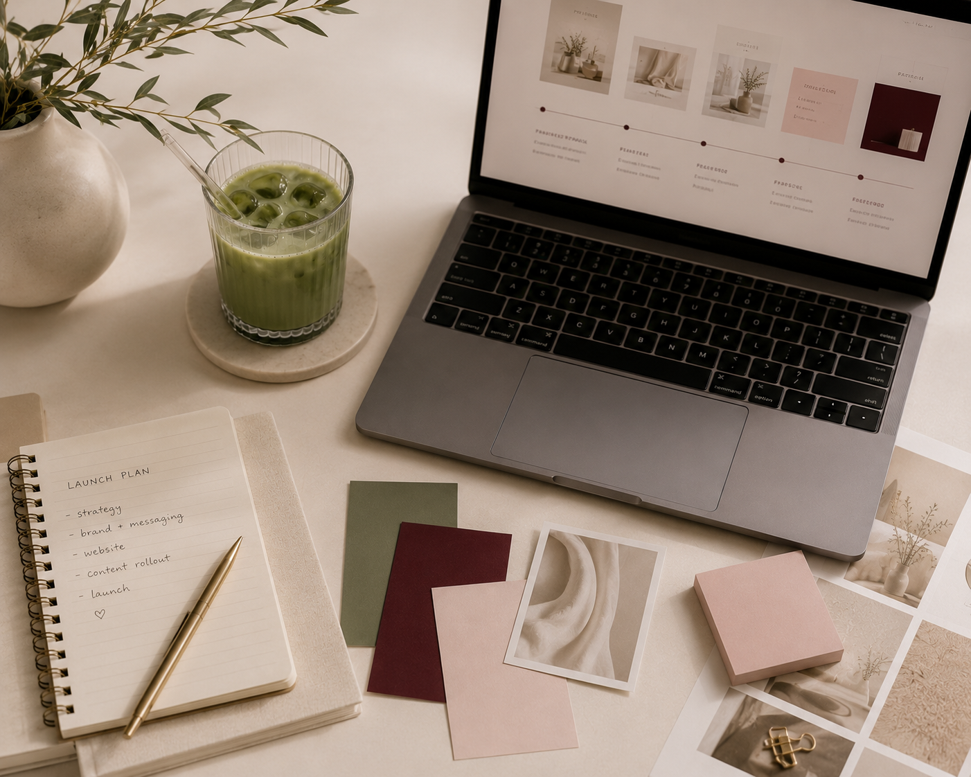 Brand launch planning, Shopify website design, and creative direction services